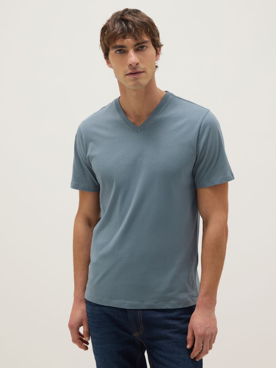 Grey pure cotton T-shirt with regular fit_0