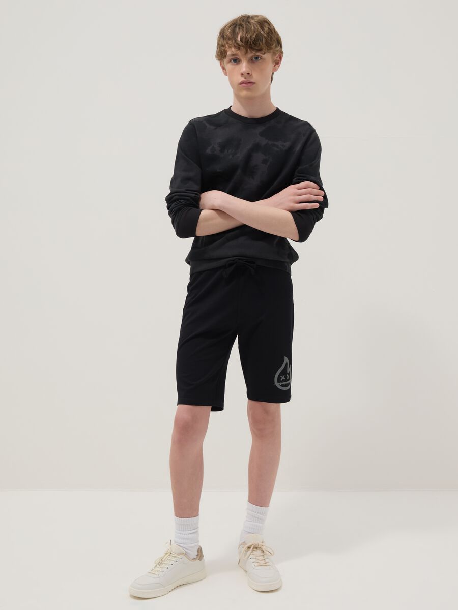 Regular fit black pure cotton shorts for boys_0