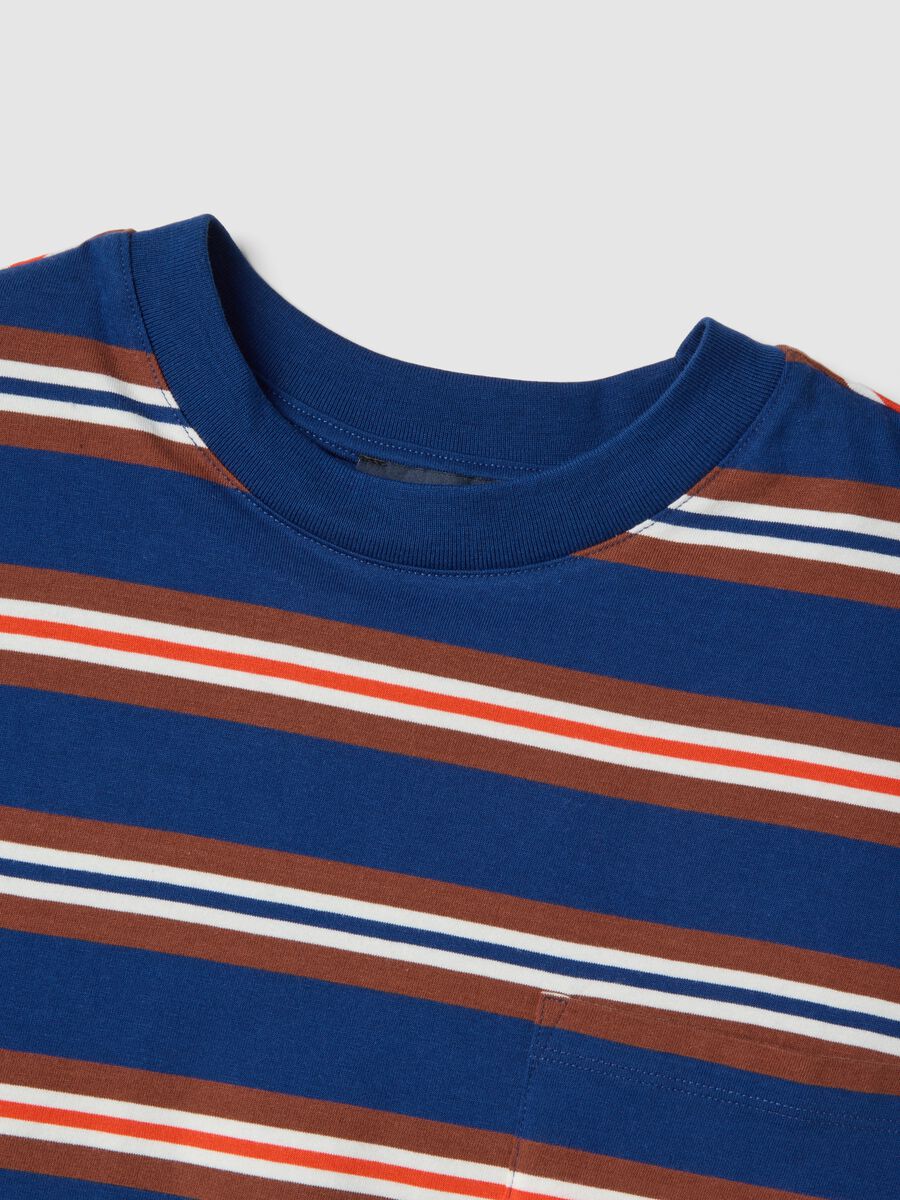 Multicolour striped pure cotton t-shirt with relaxed fit_5