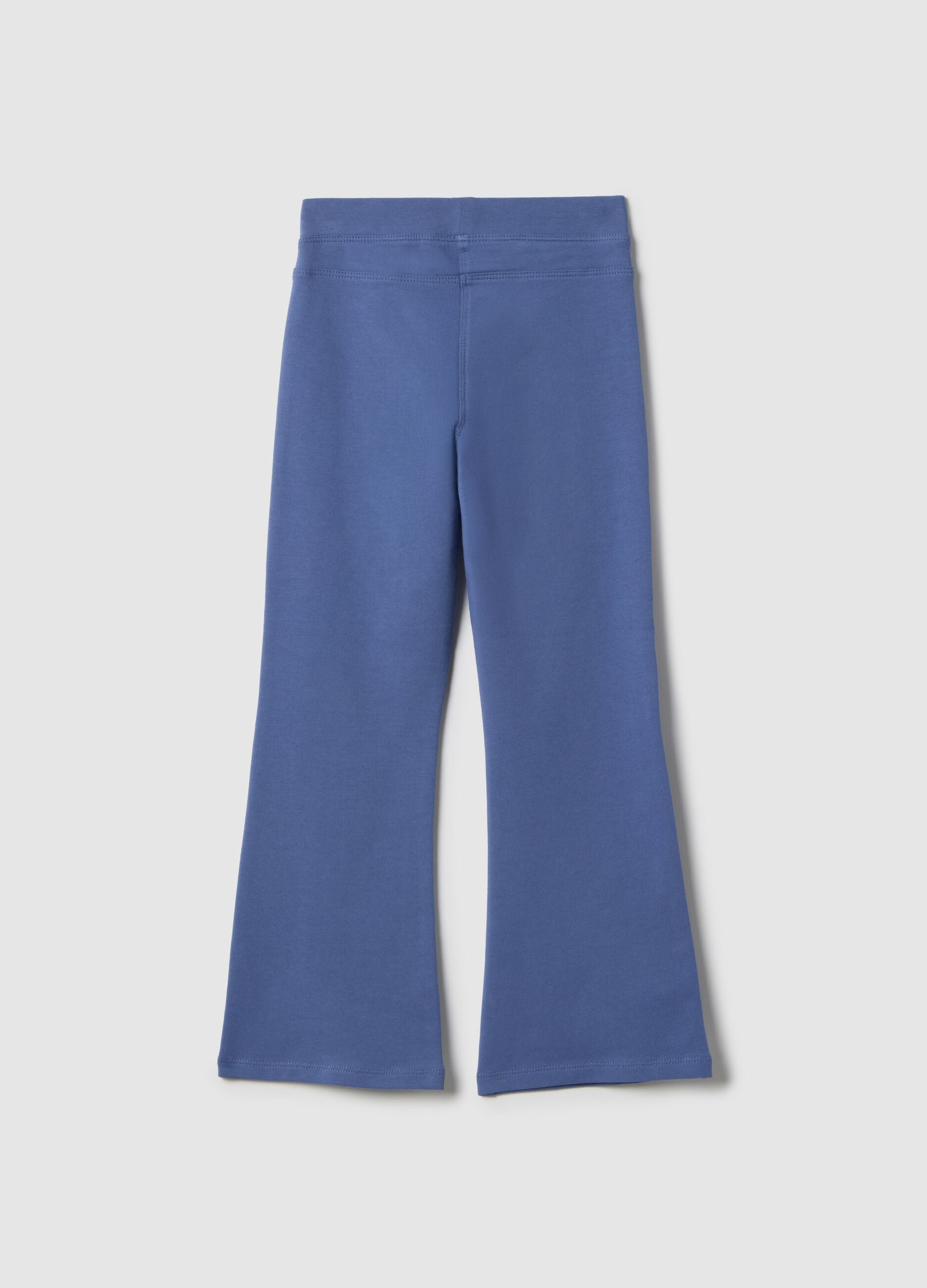Girls' Blue Flare Fit Cotton Stretch Treggings