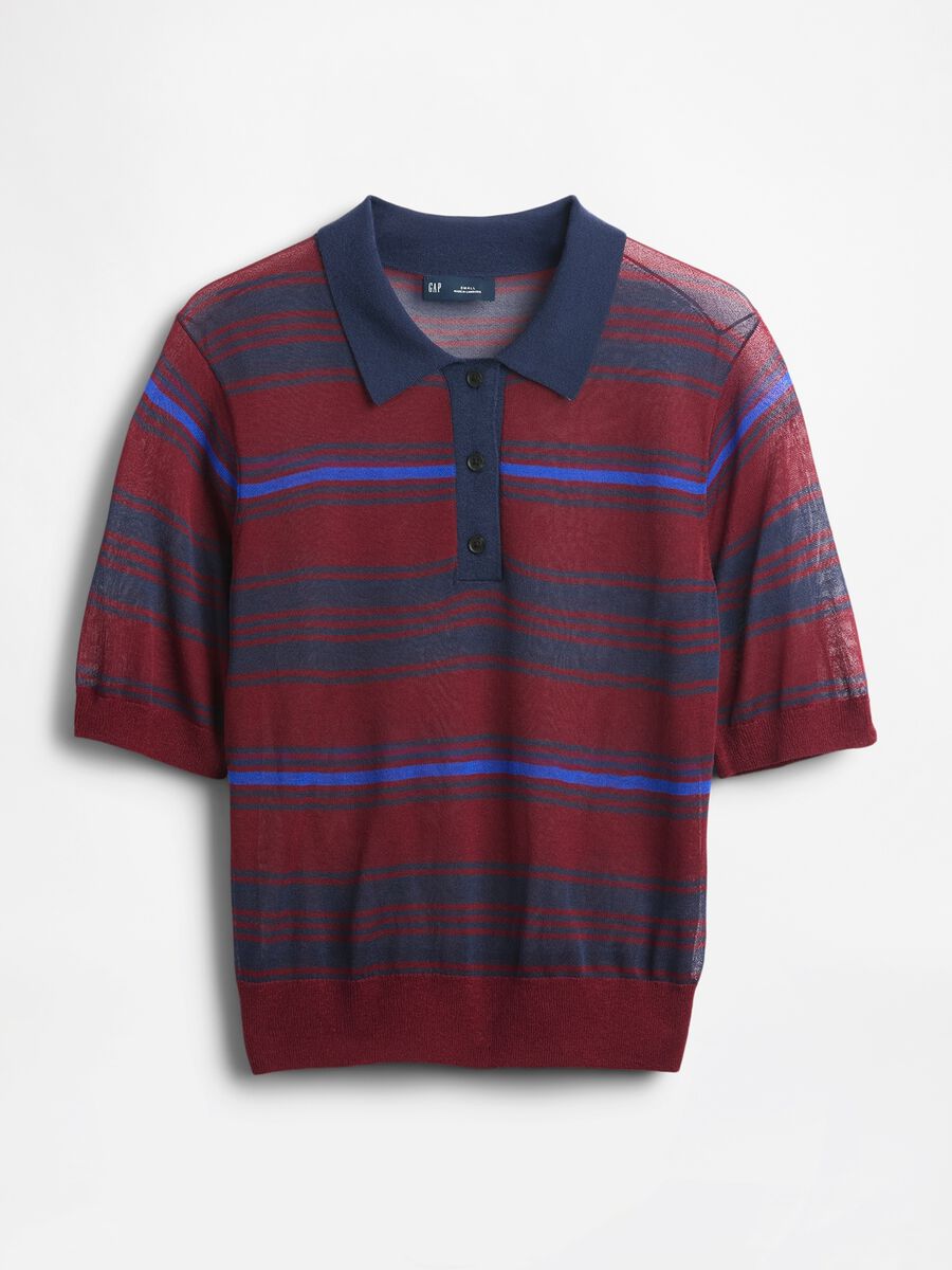 Short sleeve red knit polo shirt_3