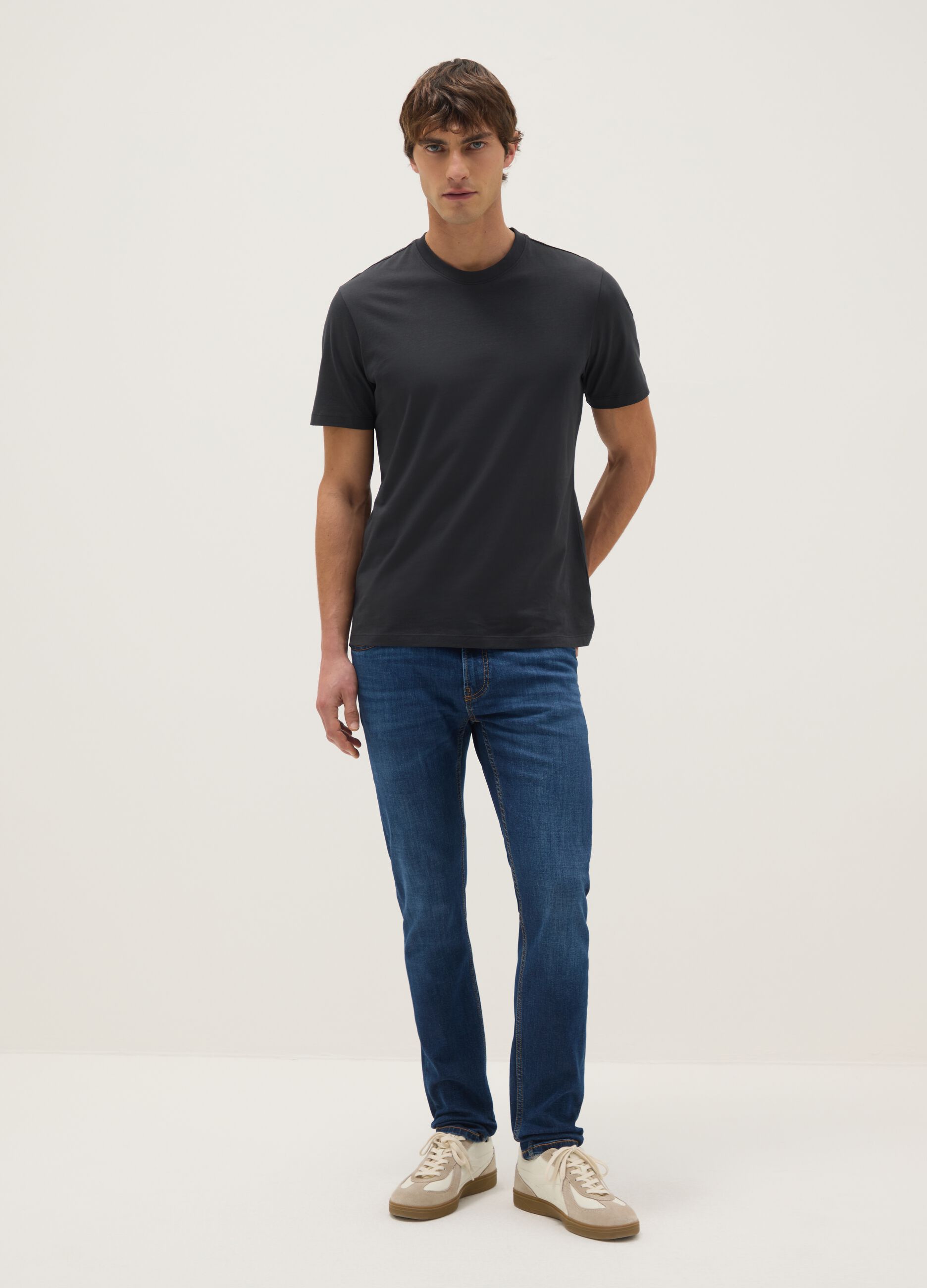 Black pure cotton regular fit t-shirt