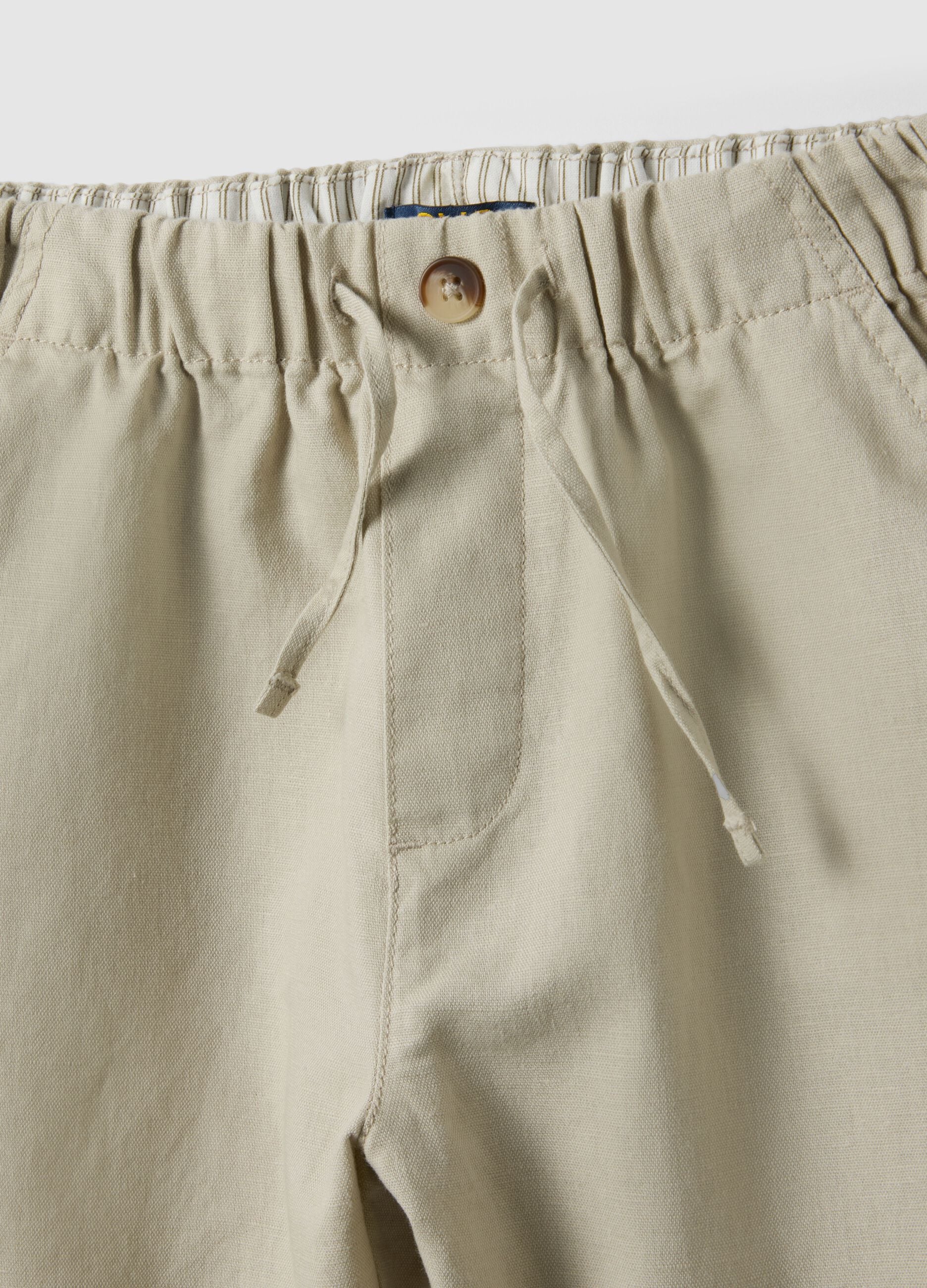 Beige linen blend oversized fit children's shorts