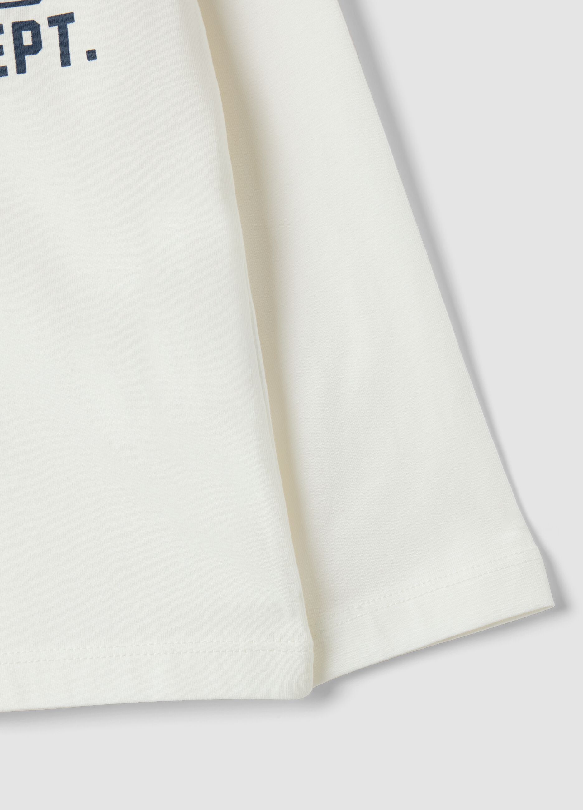 White organic cotton T-shirt with college print for boys