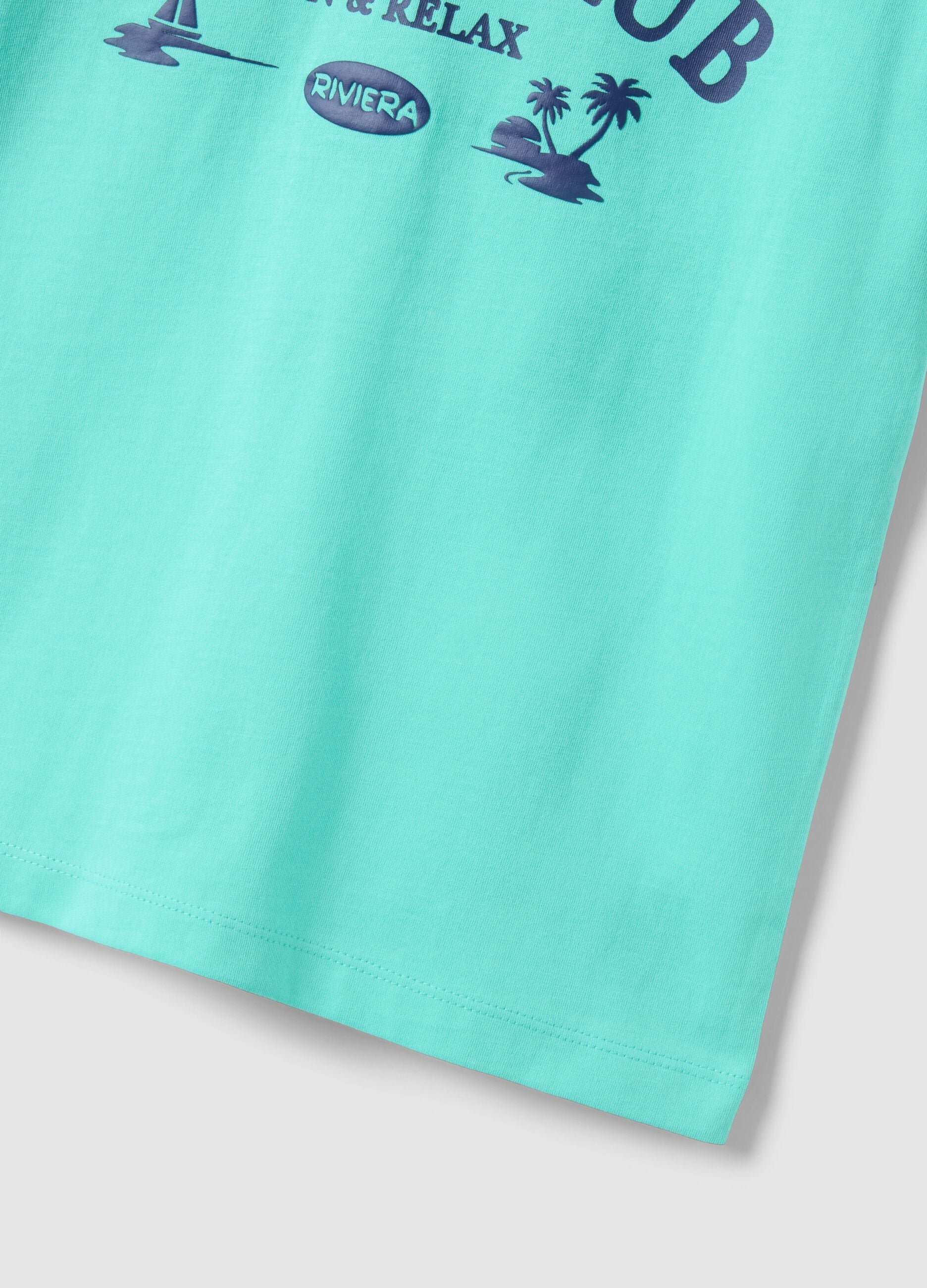 Children's oversized fit pure cotton blue T-shirt with print
