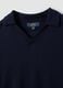 Blue viscose-blend polo with V-neck and regular collar, regular fit_1