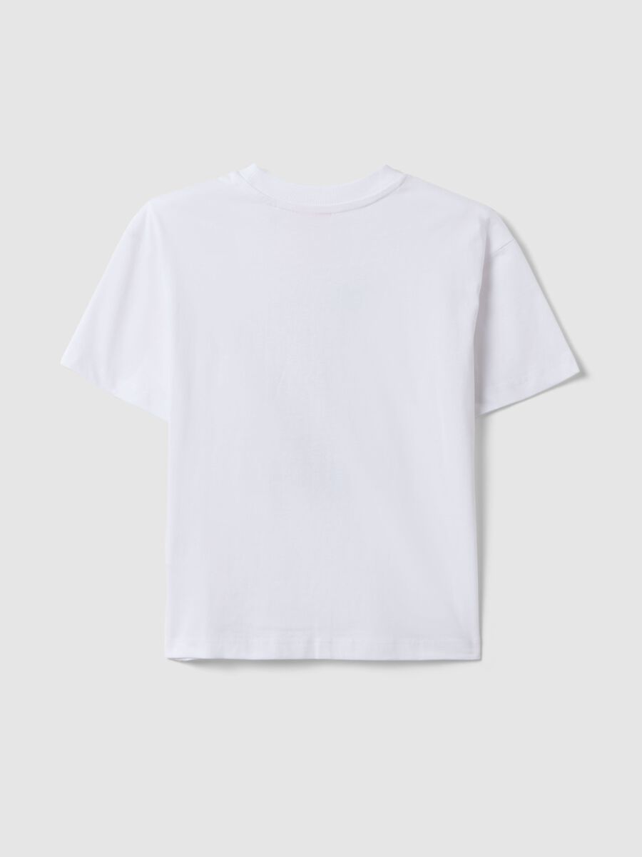 Children's white pure cotton T-shirt regular fit with print_1