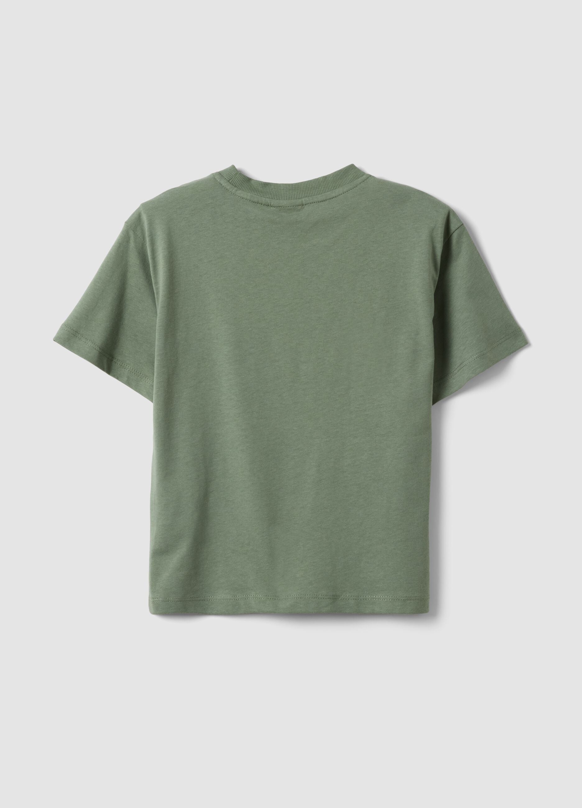 Kids' green pure cotton oversized fit t-shirt with print