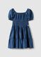 Girls' regular fit blue dress in pure lyocell with elastic_0