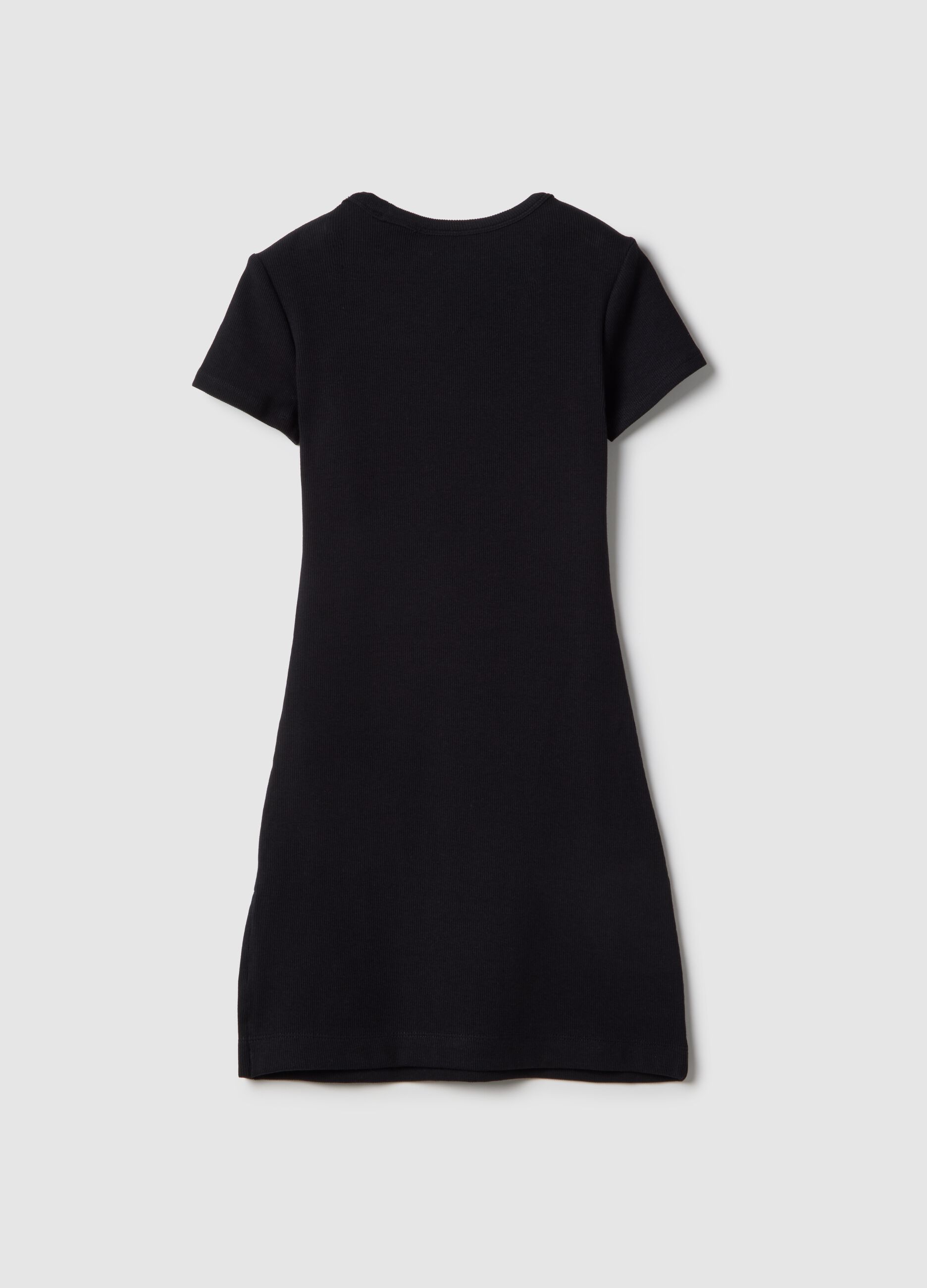 Elasticated Cotton Black Fitted Dress for Girls with Star
