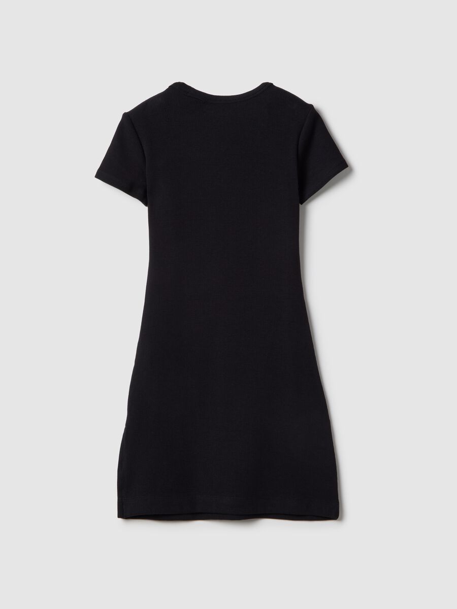 Elasticated Cotton Black Fitted Dress for Girls with Star_4