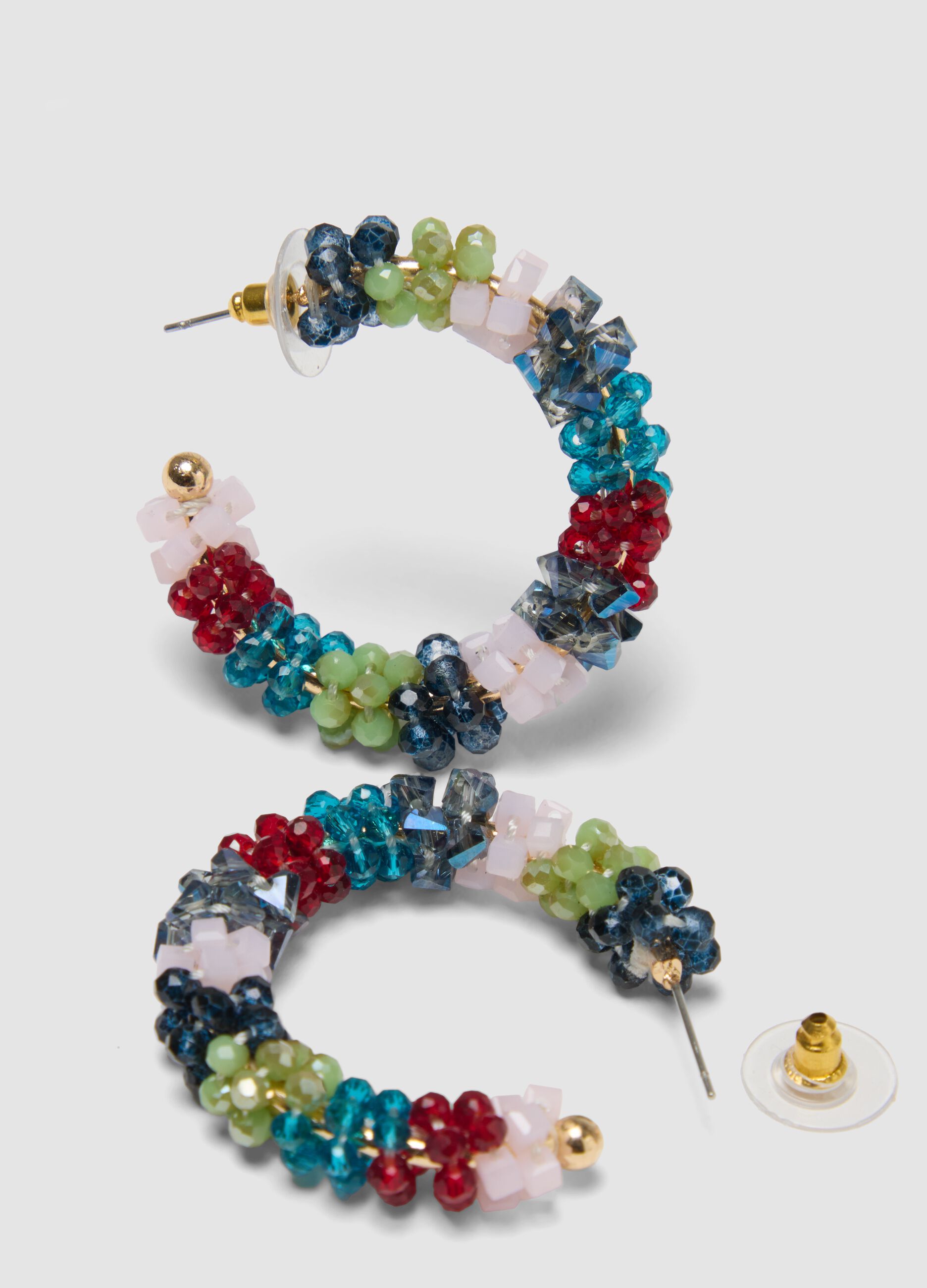 Lightweight earrings with multicolour glass stones