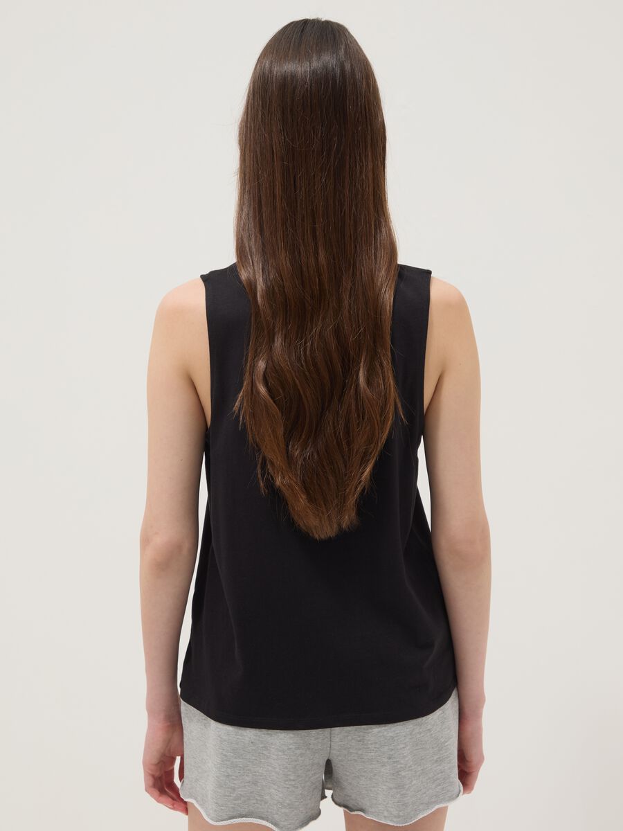 Black pure cotton tank top_3
