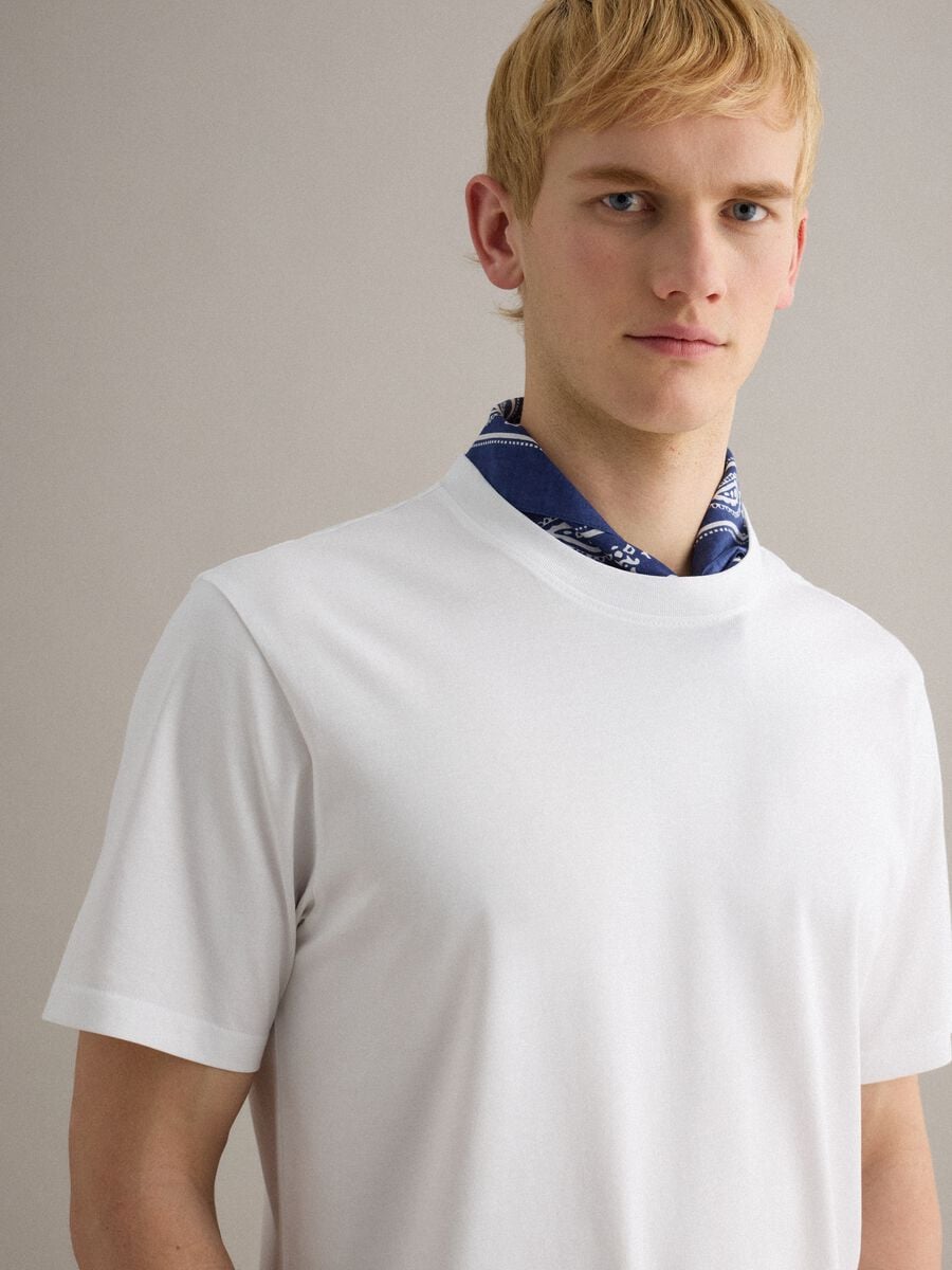 White pure cotton crew neck T-shirt with relaxed fit_1
