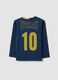 Blue pure cotton long-sleeve T-shirt with chest print for boys_1