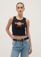 Black cotton blend regular fit tank top with Hard Rock Cafe logo_0