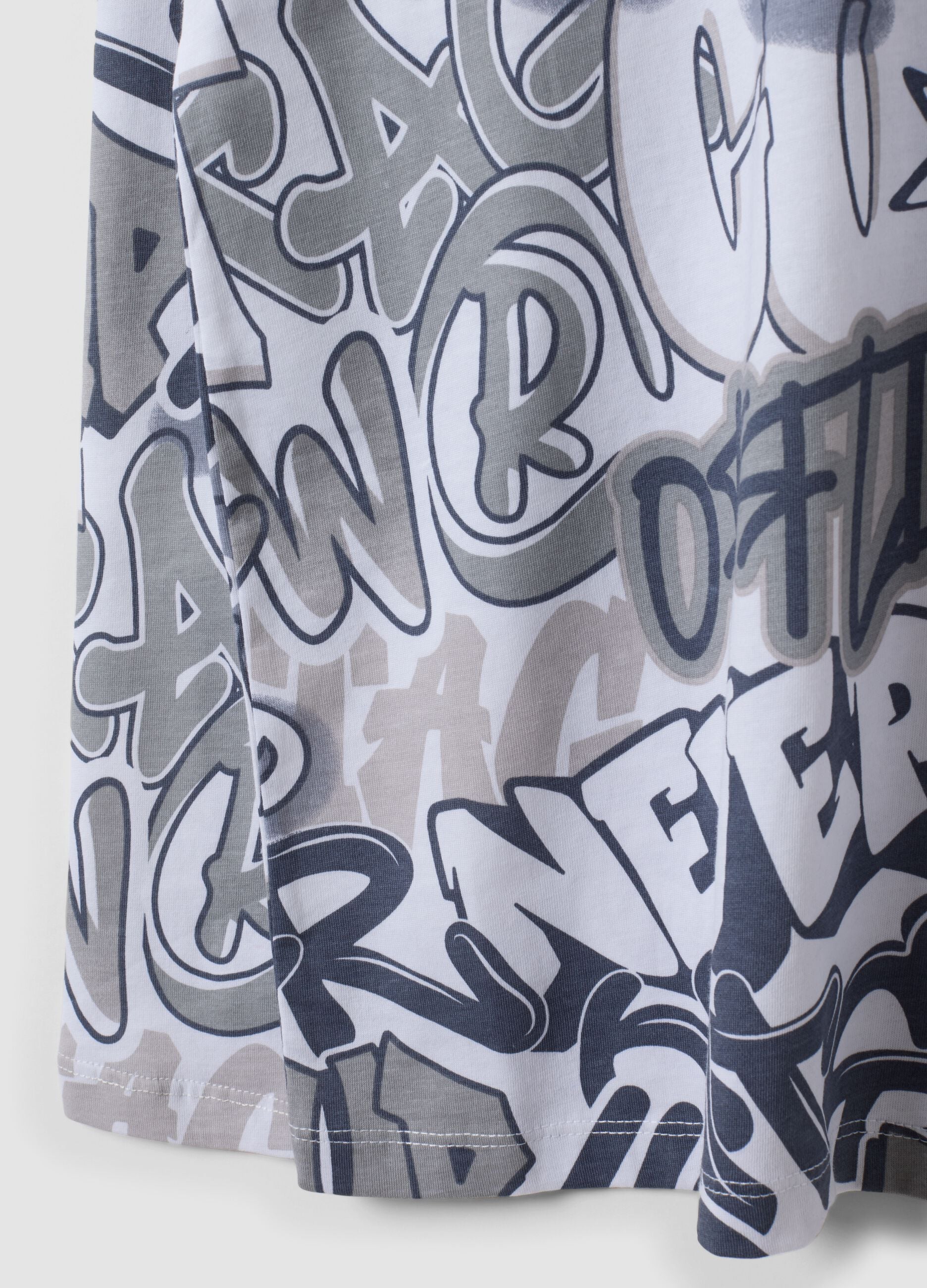 White organic cotton graffiti T-shirt for boys, relaxed fit