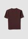 Brown fitted stretch-cotton T-shirt with high neckline_1
