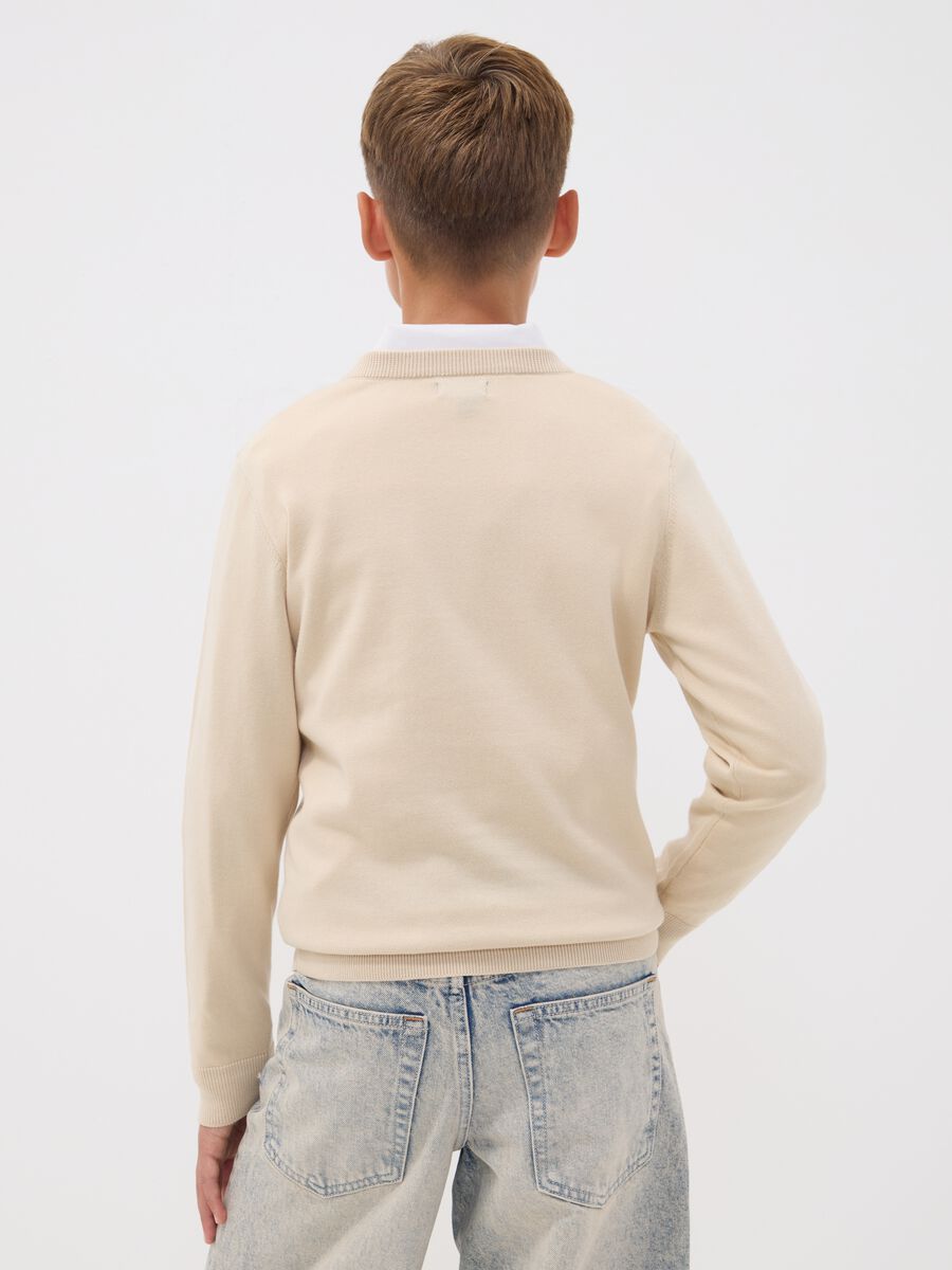 Maglia beige in puro cotone a maniche lunghe regular fit per ragazzo_2