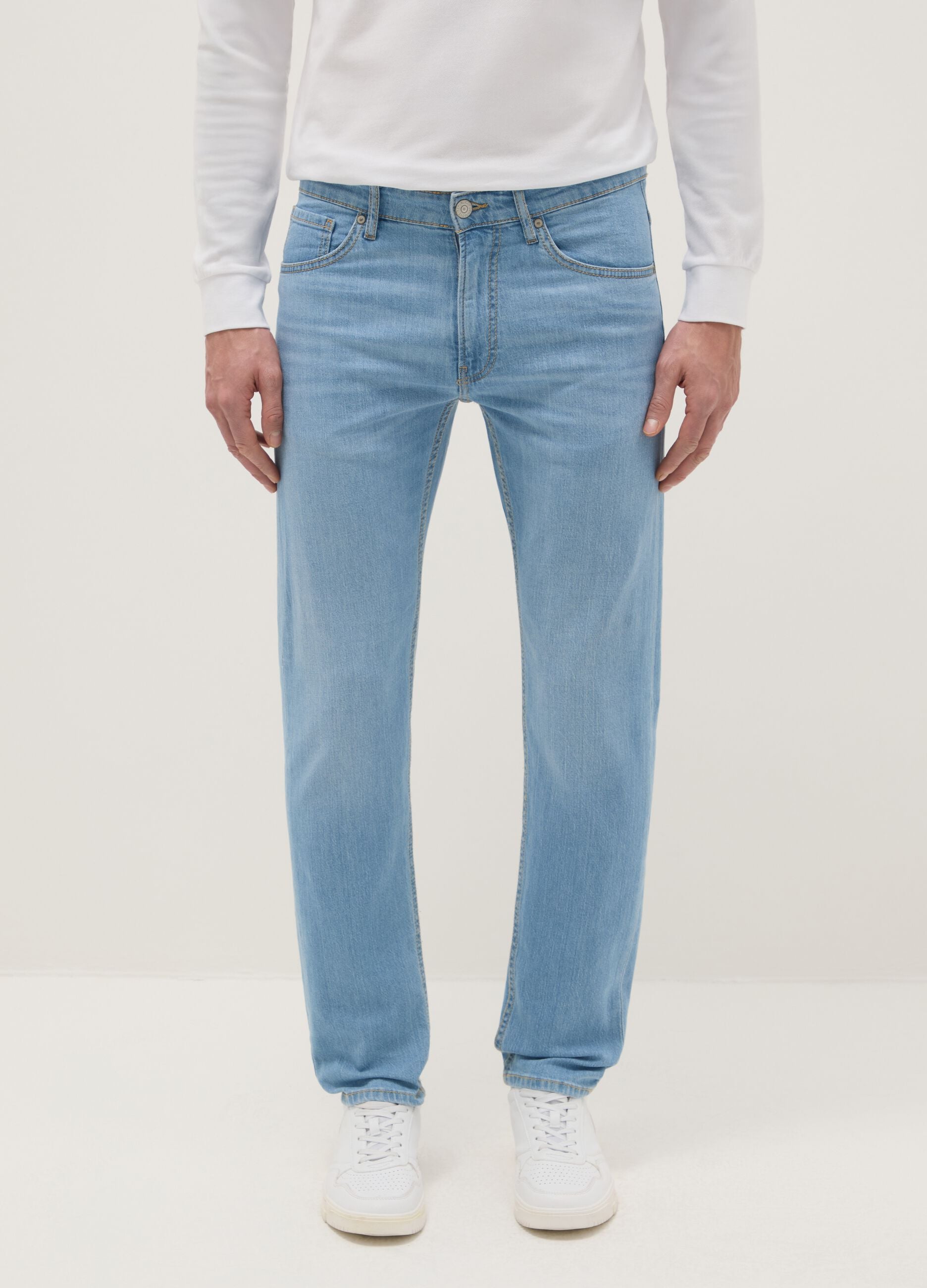 Light blue stretch cotton slim fit jeans