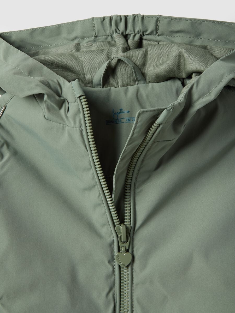 Regular fit green jacket with hood for baby_2