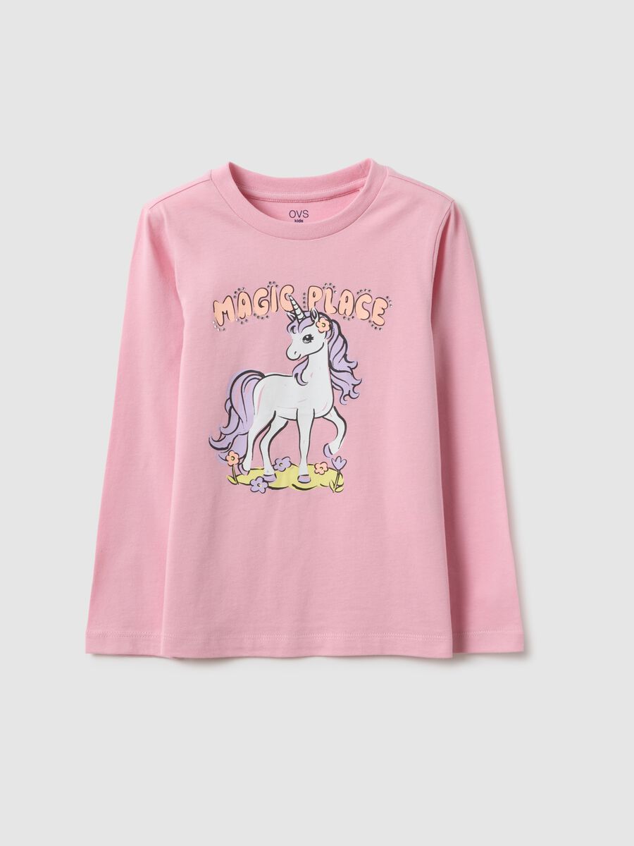 Girl's pink pure cotton top regular fit with print_0