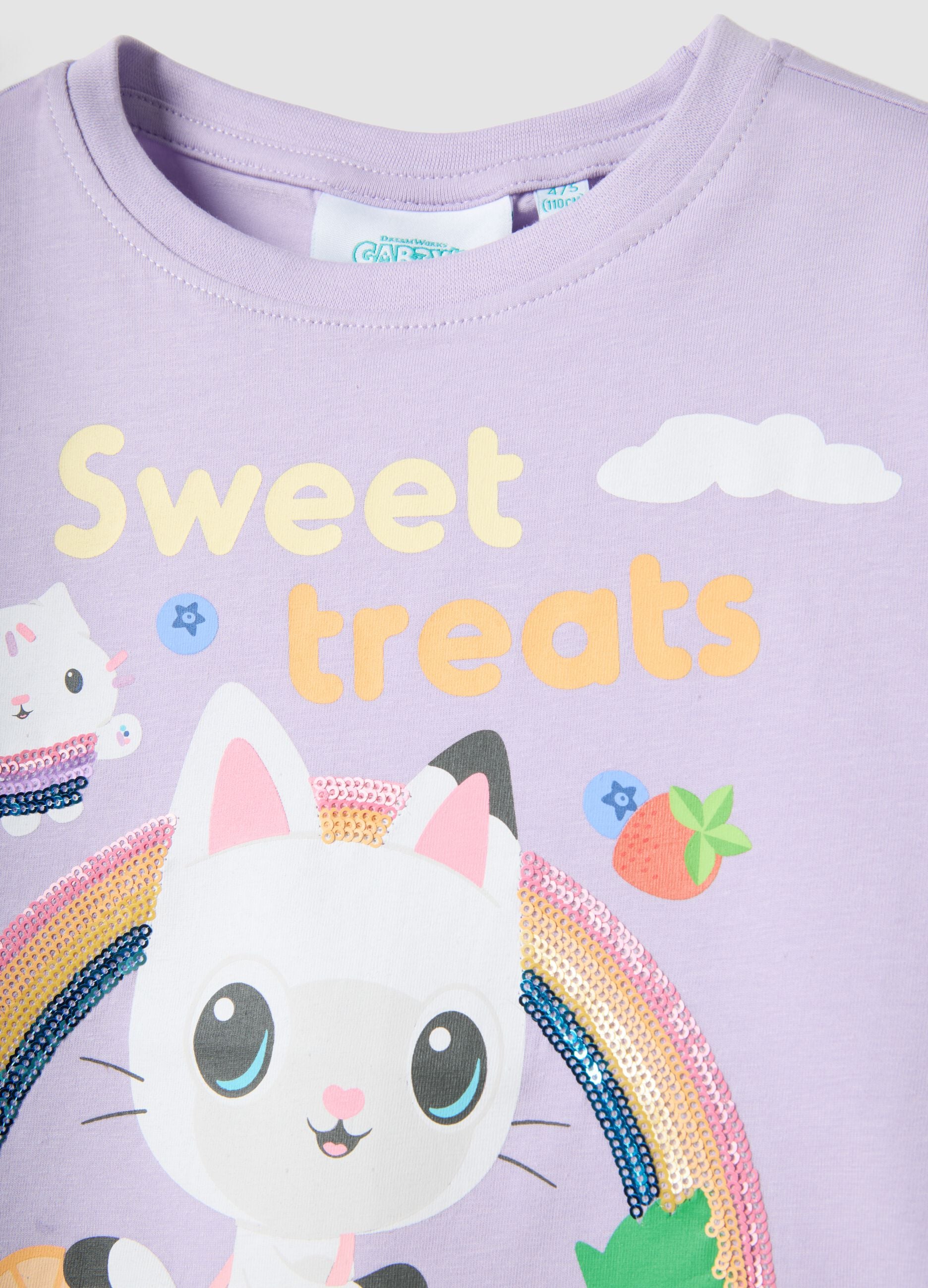 Girls' lilac stretch cotton regular fit t-shirt
