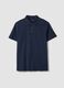 Blue short-sleeve pure cotton polo shirt, regular fit_4