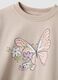 Beige pure cotton sweatshirt regular fit with print for girls_2