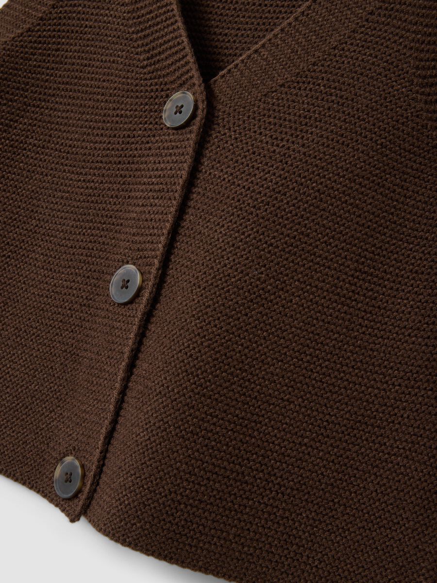 Brown wool-blend gilet with deep V-neck, regular fit_5