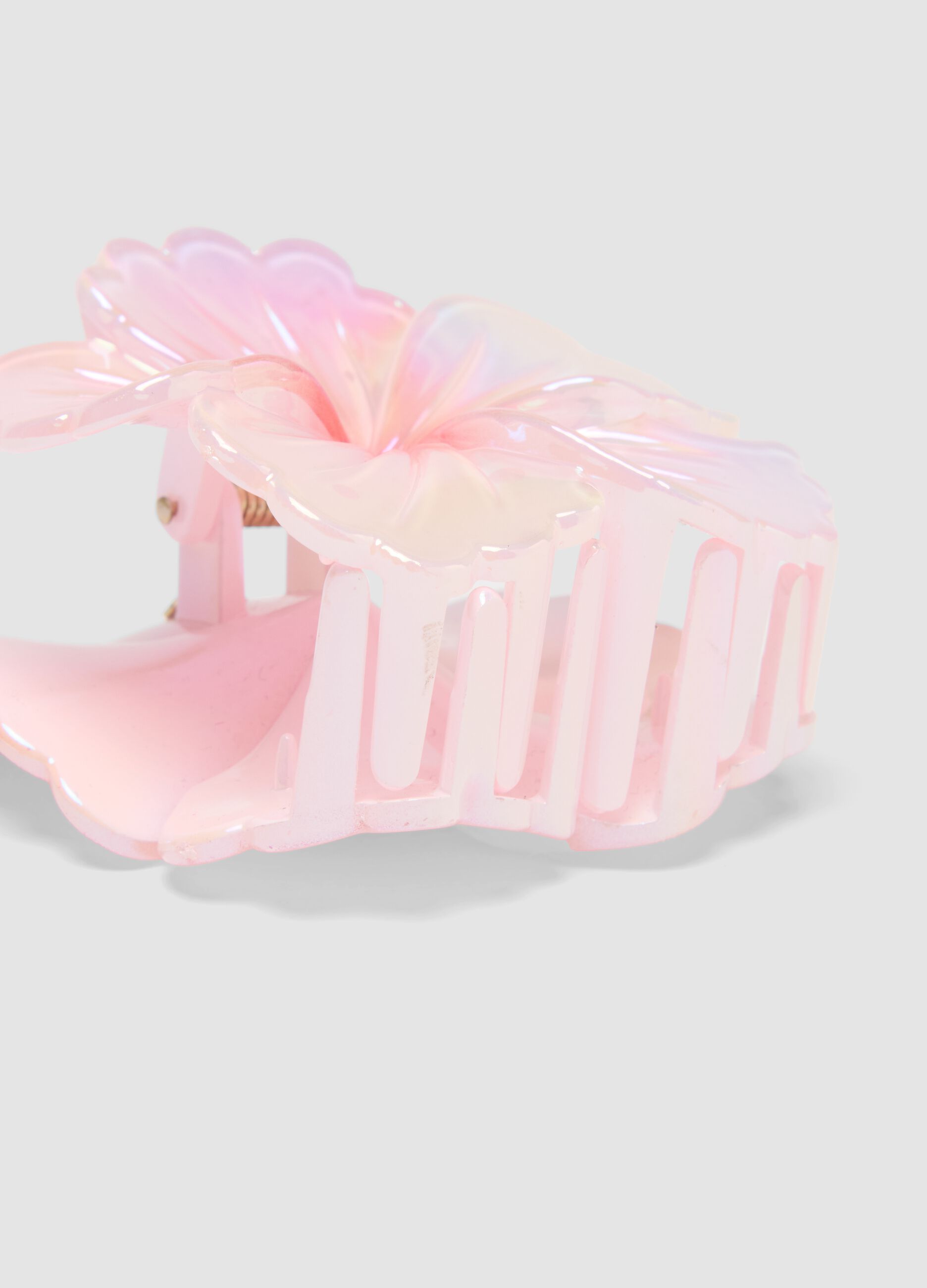 Iridescent Pink Flower-Shaped Clip