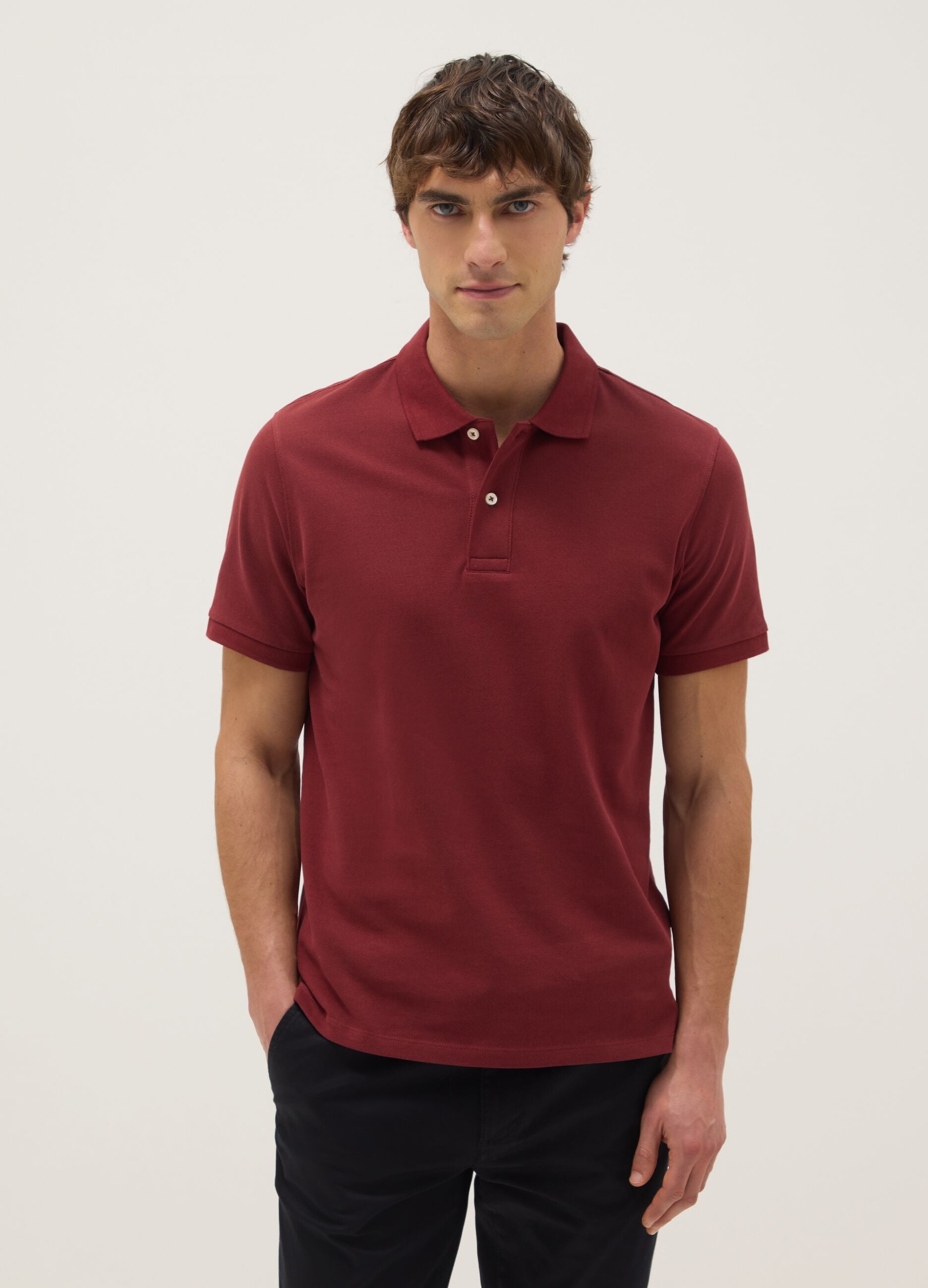 Red pure cotton polo shirt regular fit