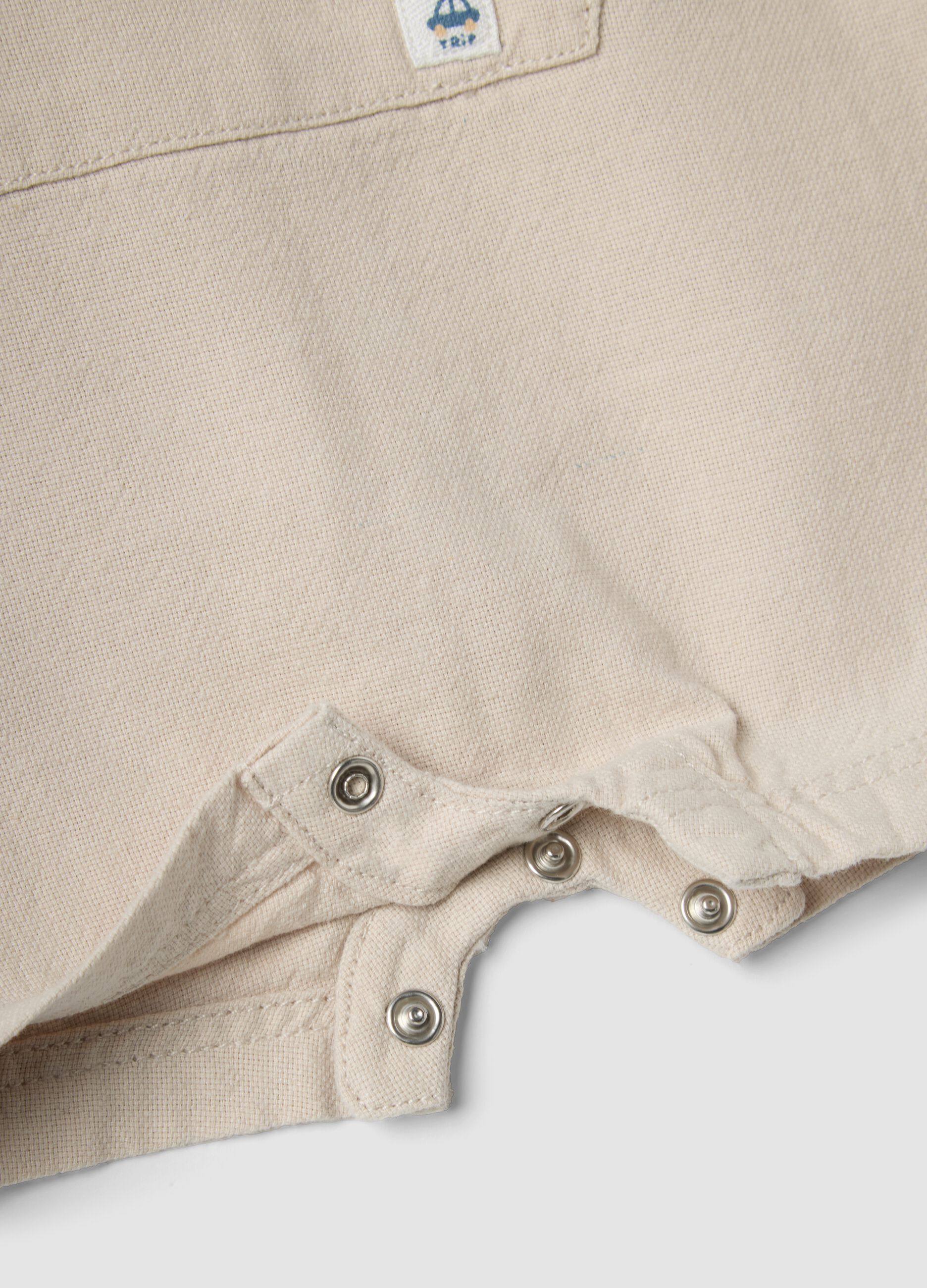 Beige cotton-linen blend baby dungarees regular fit