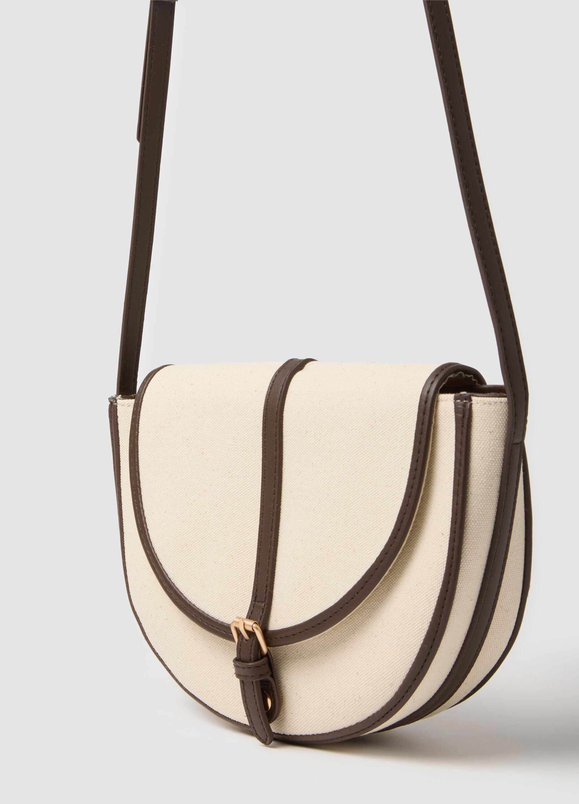 Multicolour crossbody bag with gold buckle and adjustable strap