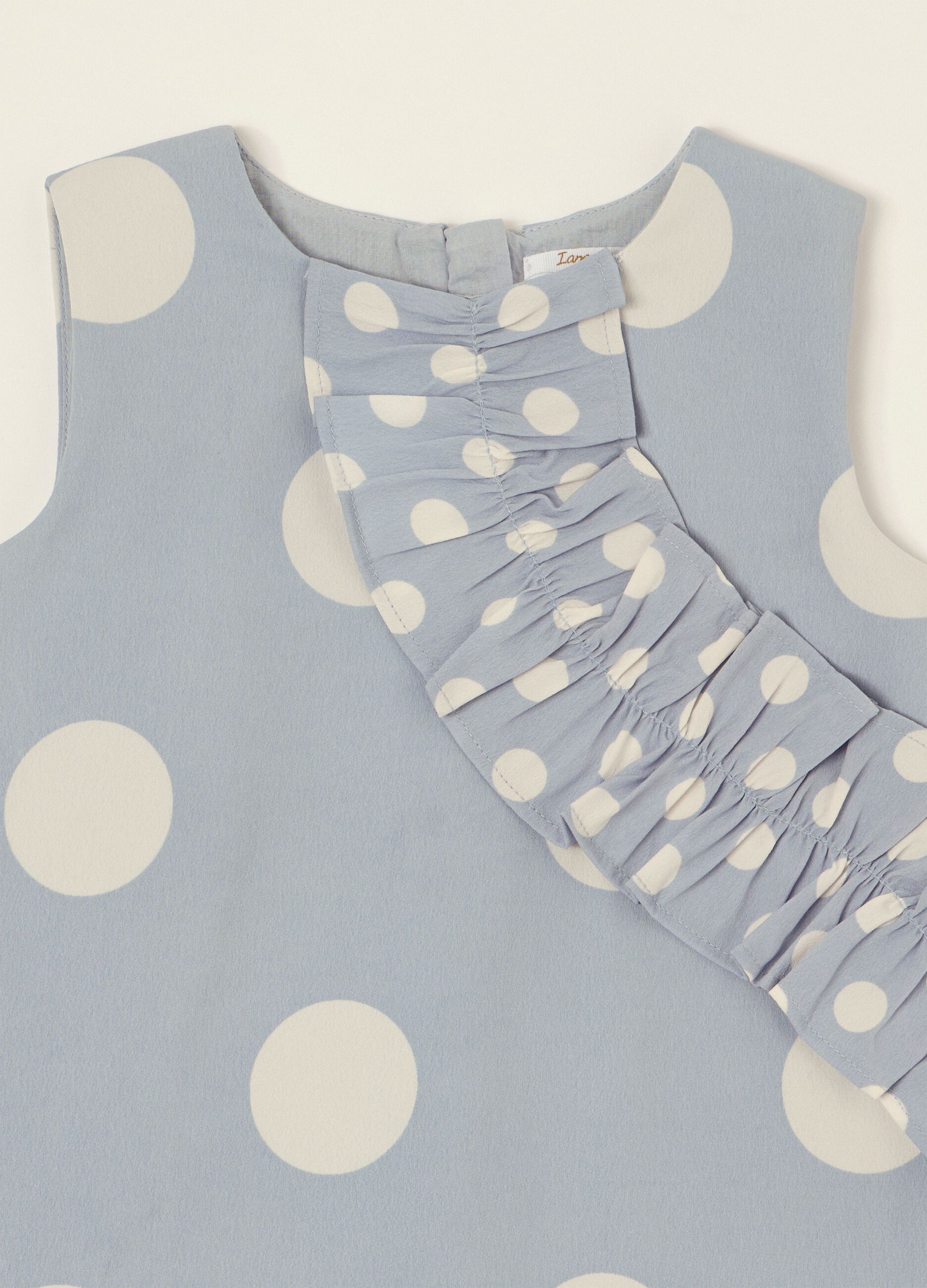 Blue Polka Dot Dress with Ruffles