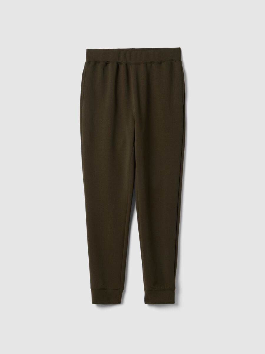 Brown cotton blend regular fit jogger trousers_4