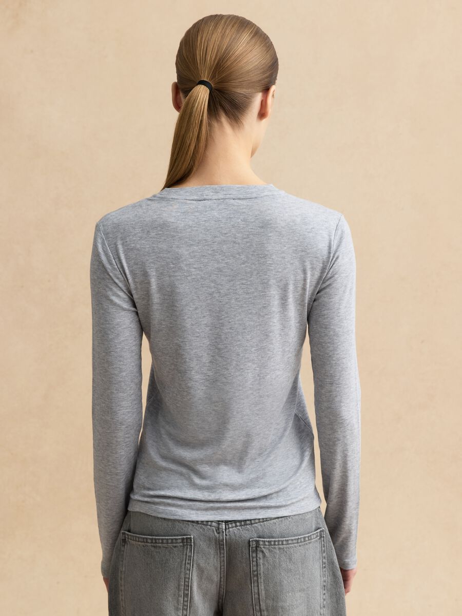 Grey crewneck long sleeve regular fit top_3