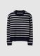 Blue jumper with white stripes in pure cotton regular fit_4