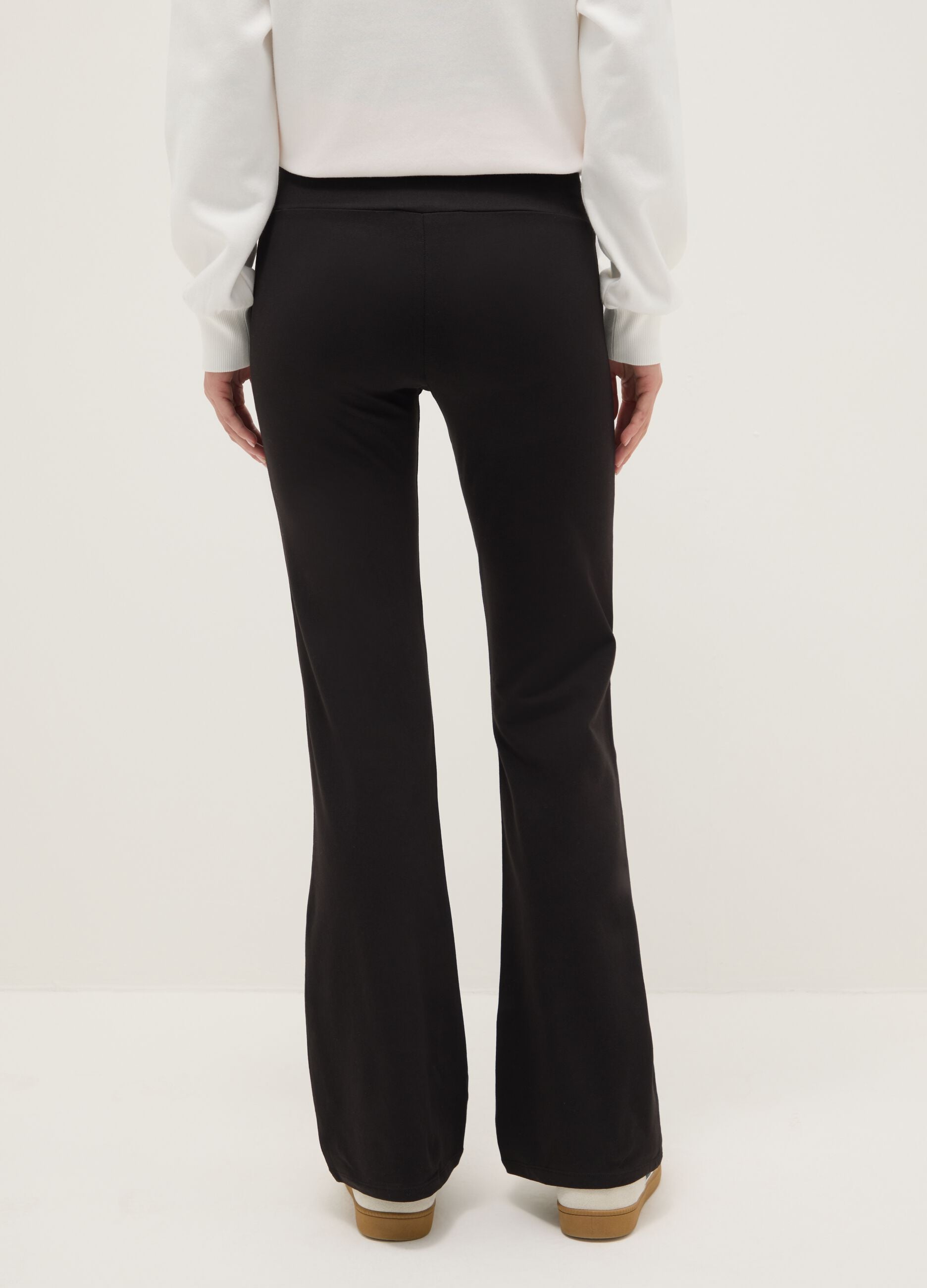 Black Stretch Cotton Flare Fit Leggings