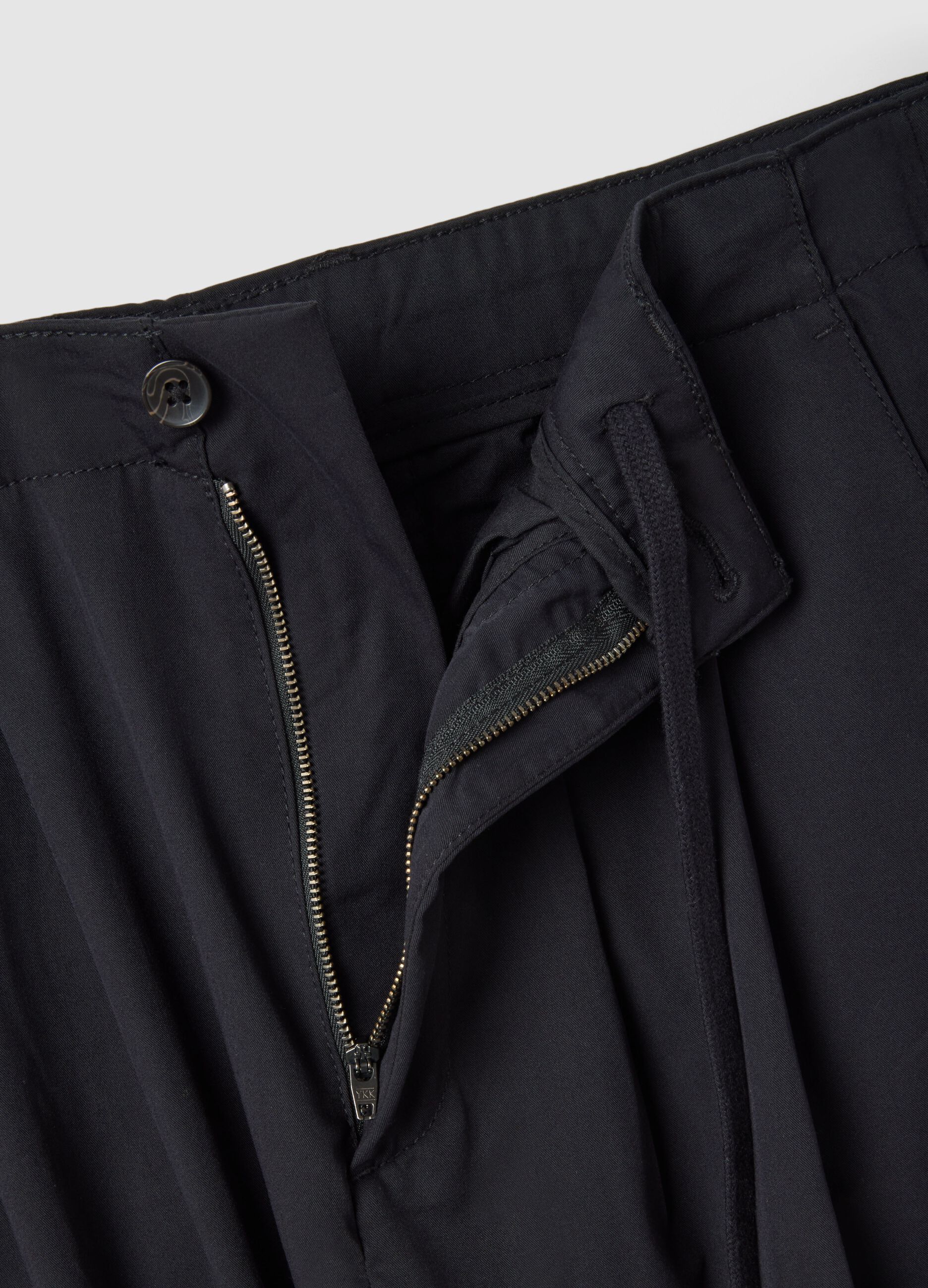 Black viscose stretch chino trousers regular fit