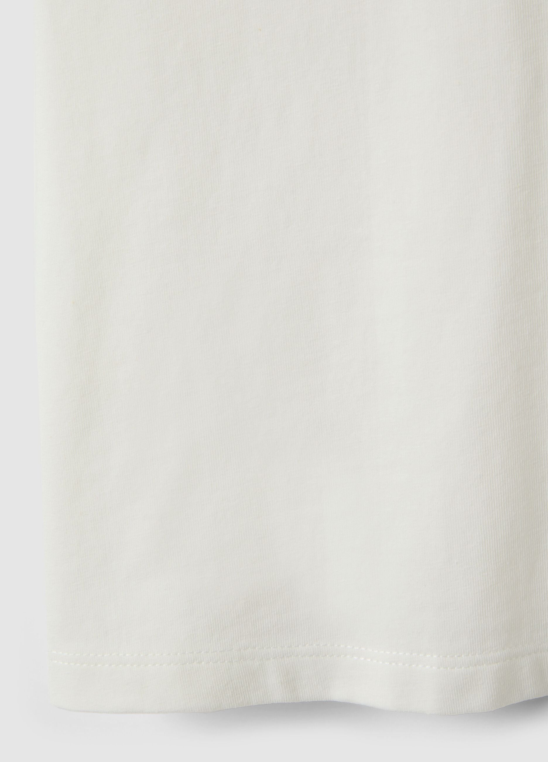 White stretch cotton t-shirt with frills for girls
