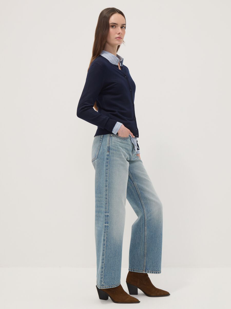 Regular fit blue cardigan with buttons_1