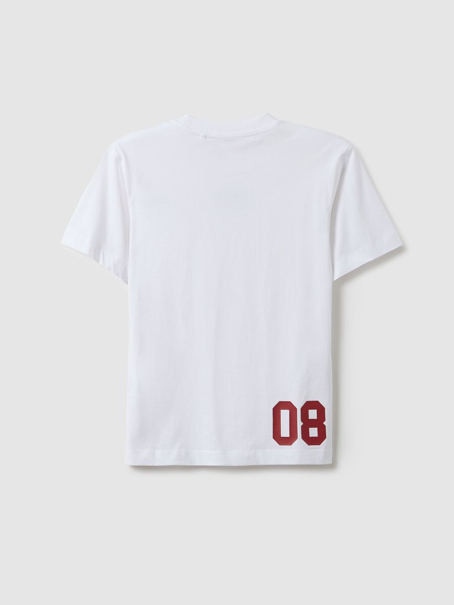 T-shirt in puro cotone bianco da ragazzo relaxed fit con stampa_4