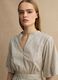 Beige striped pure cotton maxi dress, regular fit with V-neck_3