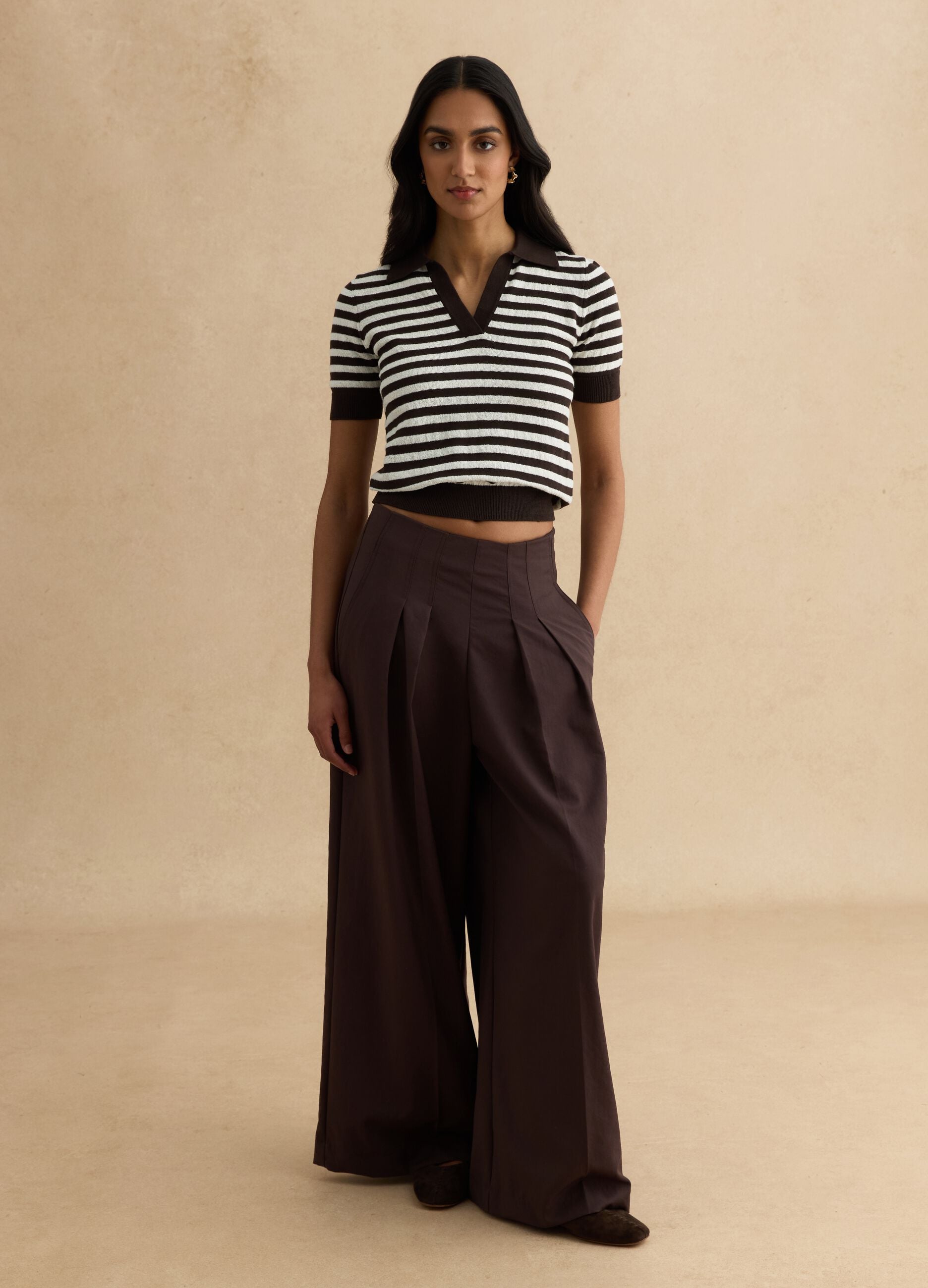 Multicoloured striped regular fit cotton blend sweater