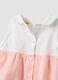Pink and white organic cotton romper with classic collar_3