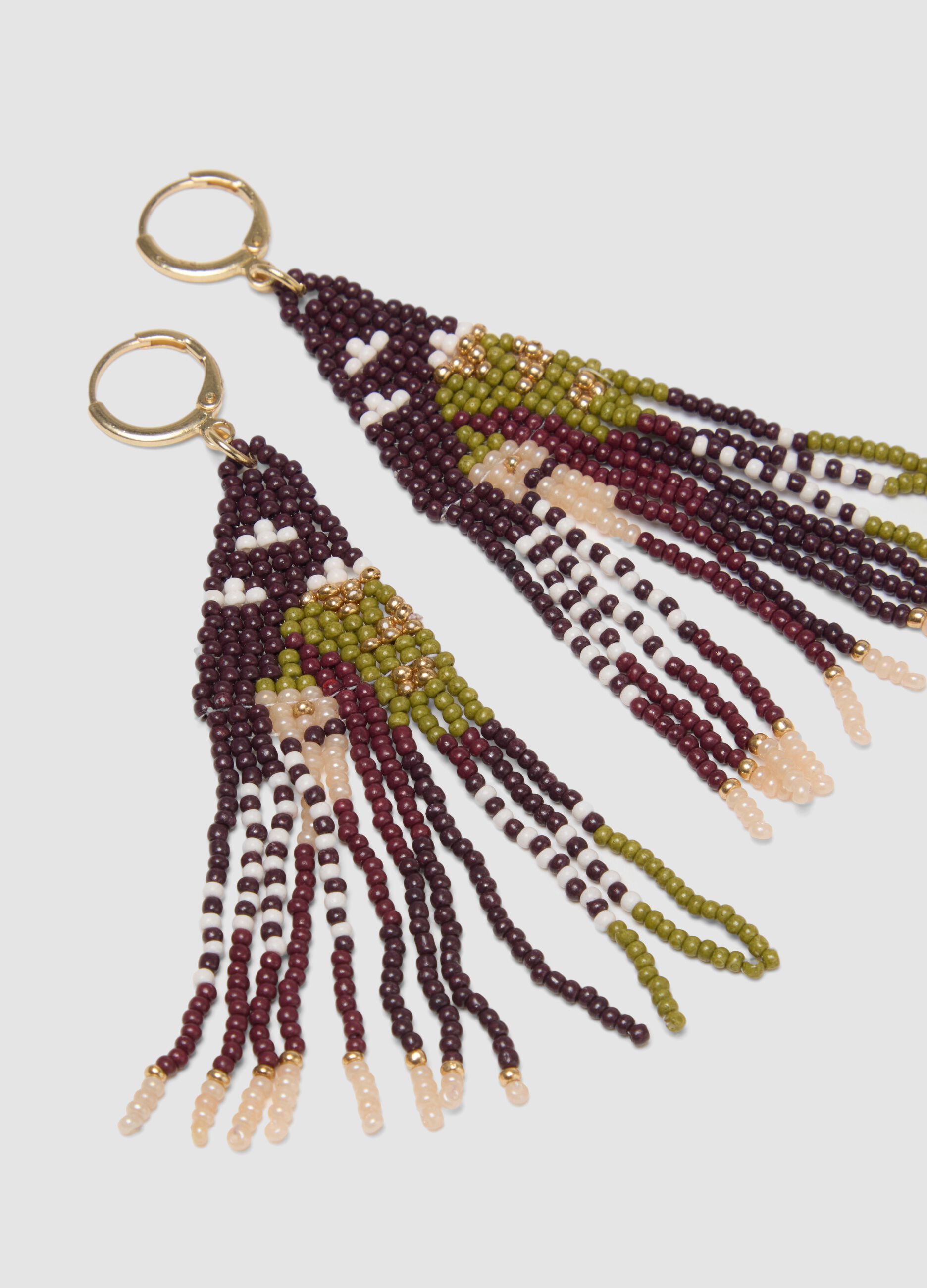 Dangling Glass Bead Earrings in Multicolour