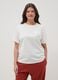 Regular fit pure white cotton T-shirt with appliqued flower_2