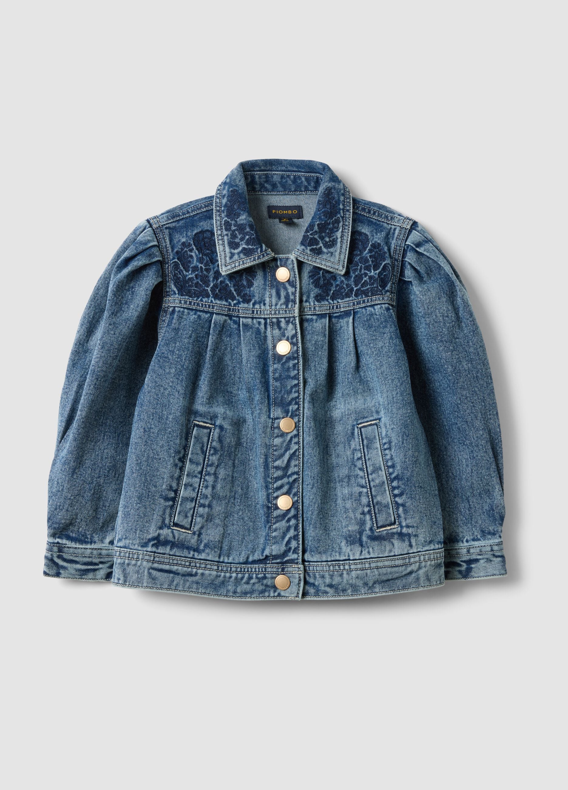 Blue pure cotton jacket with buttons for girls