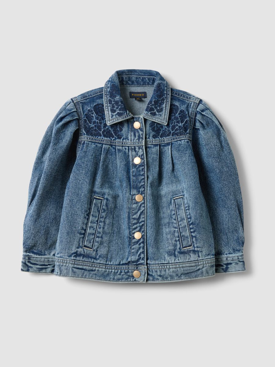 Blue pure cotton jacket with buttons for girls_3